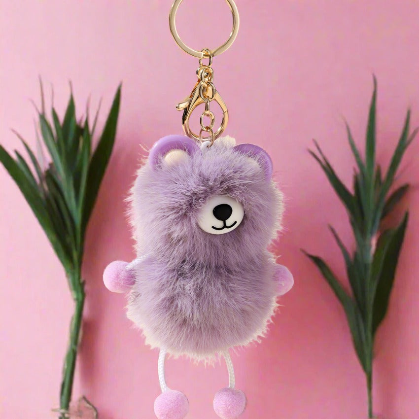 Cute Fur Ball Raccoon Keychain