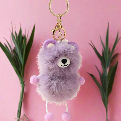 Cute Fur Ball Raccoon Keychain