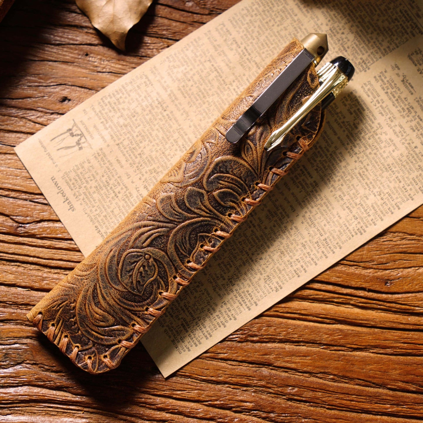 Retro Pure Handmade Head Layer Cowhide Creative Pen Bag