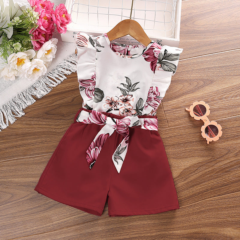 Wholesale Polyester Children's Clothing Printed Sleeveless Tops