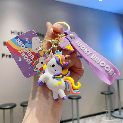 Cartoon Colorful Unicorn PVC Keychain
