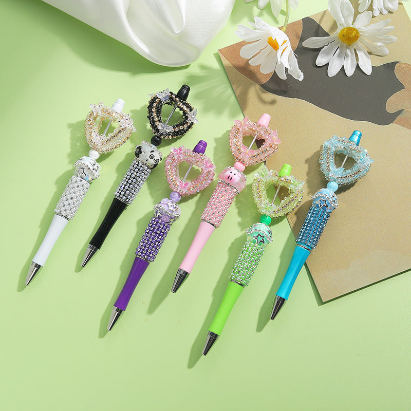 Beaded Pens Colorful Handmade Beaded Twisting Rhinestone Love