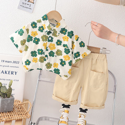Boys' Summer Split Cotton Two-piece Set