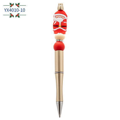 Christmas Cartoon Silicone Handmade Beaded Pen Ballpoint Pen