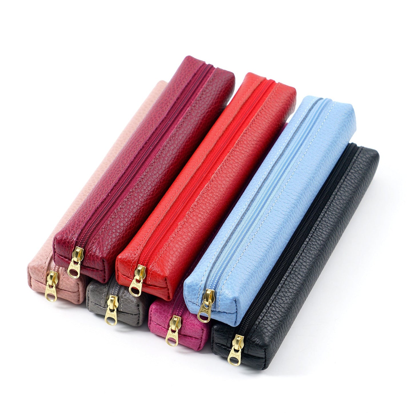 Mini Cowhide Candy Color Pencil Case