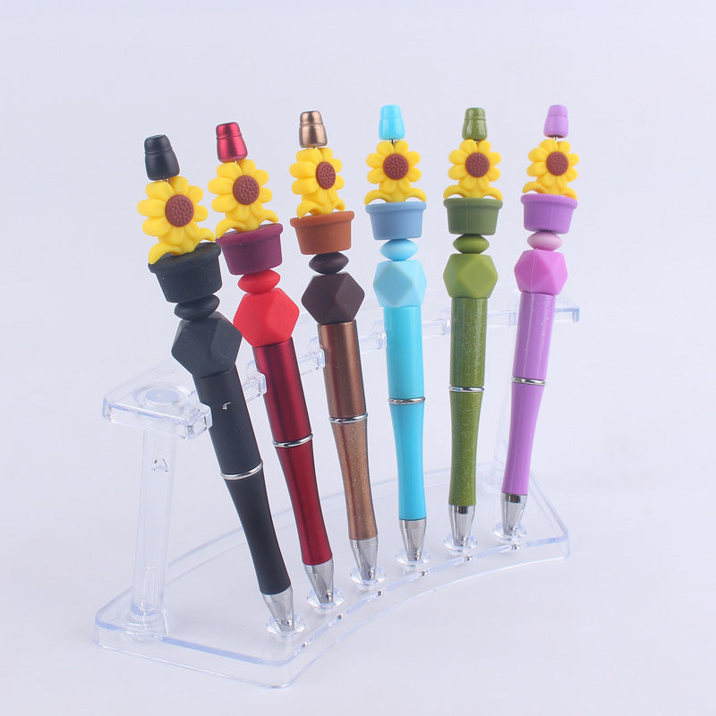 Handmade Bead Pen Sunflower Silicone Ballpoint Pen
