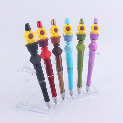 Handmade Bead Pen Sunflower Silicone Ballpoint Pen