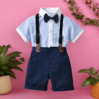 Children's Cotton Shirt and Suspender Four Piece Set