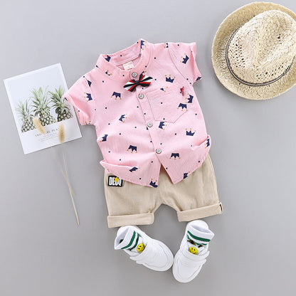 Wholesale Cotton Summer Children's Suit Short Sleeve Suit