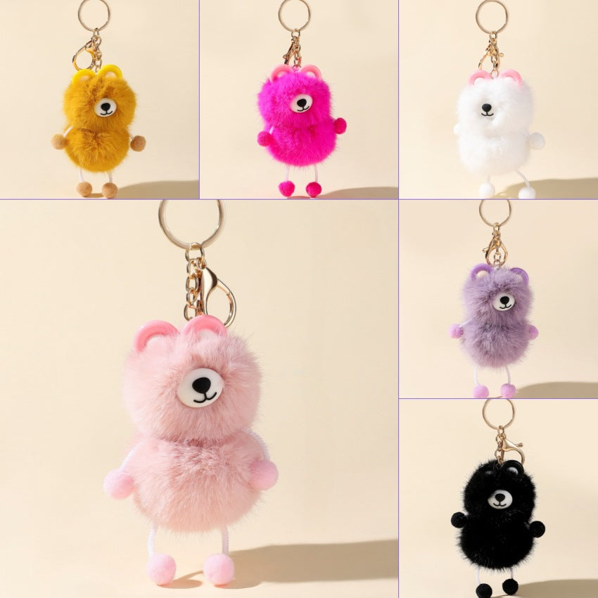 Cute Fur Ball Raccoon Keychain