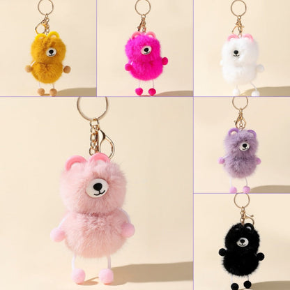 Cute Fur Ball Raccoon Keychain