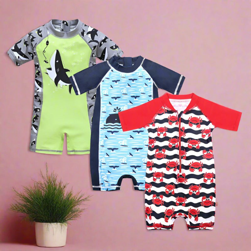 Boys Cartoon Sunscreen Hot Spring Siamese Swimwear