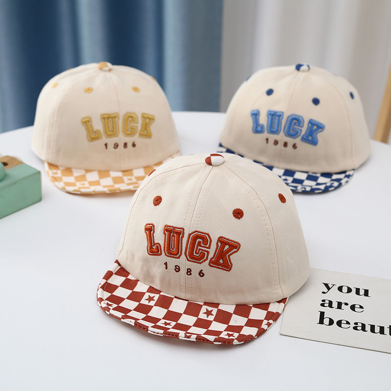 Toddler Embroidered Plaid Letters Visor Baseball Cap