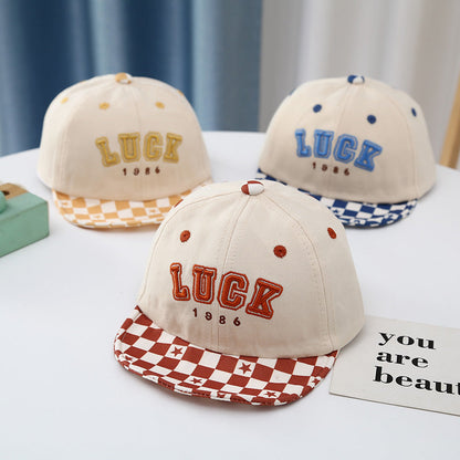 Toddler Embroidered Plaid Letters Visor Baseball Cap