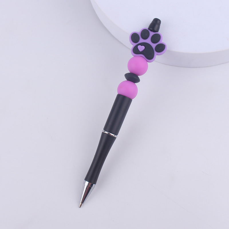 Handmade Bead Pen Cartoon Dog Paw Silicone Ballpoint