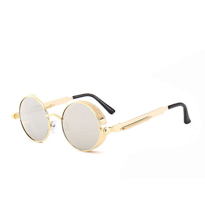Neutrals Punk Fashion Round Retro Sunglasses