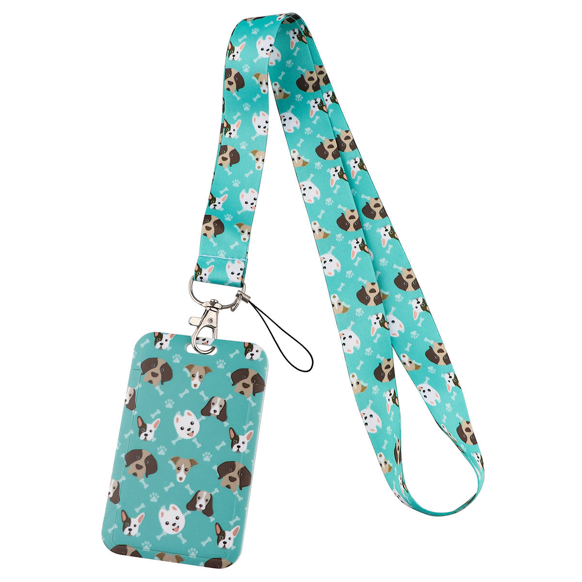 Puppy paw print card holder mobile phone lanyard keychain