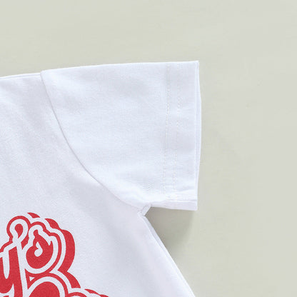 Cotton Short-sleeved Letter Tops and Pants Two-piece Set