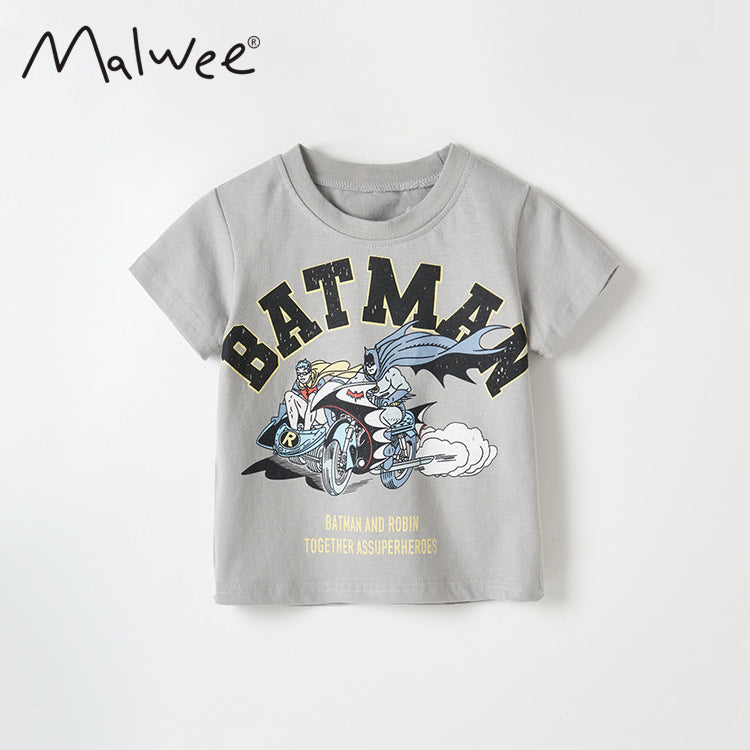 Children's short sleeved T-shirt cartoon round neck top boy's bottom shirt