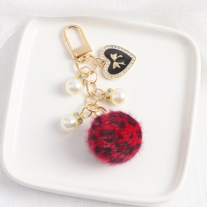 Leopard Fur Ball Keychain