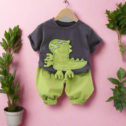 Boys Summer Cartoon Short Sleeved Shorts Cotton Set