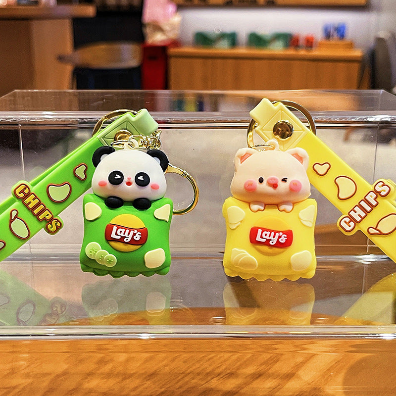 Cartoon Pig Panda PVC Soft Glue Keychain