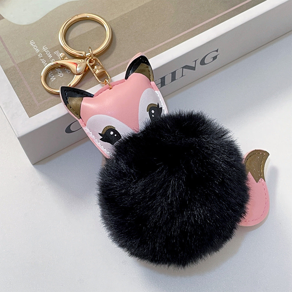 Cartoon Cute Fox PU Plush Key Chain