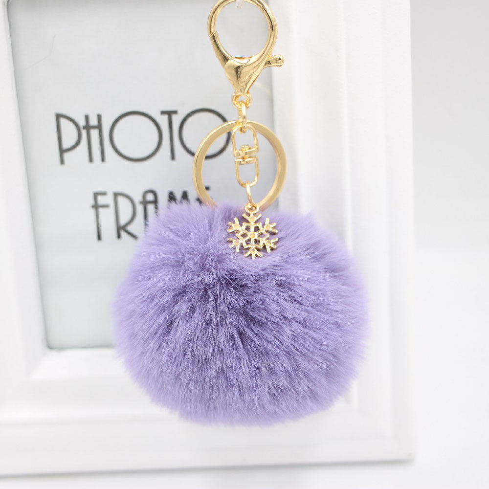 Christmas Snowflake Plush Ball Keychain