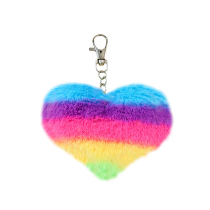 Rainbow Heart Plush Keychain
