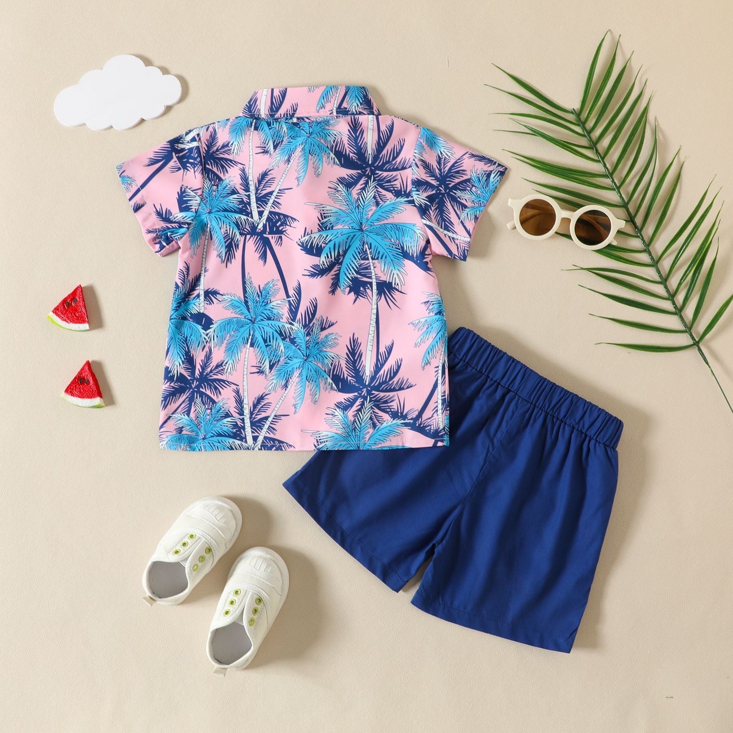 Cotton Beach Style Printed Shirt and Shorts Set