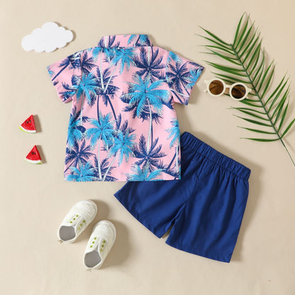 Cotton Beach Style Printed Shirt and Shorts Set