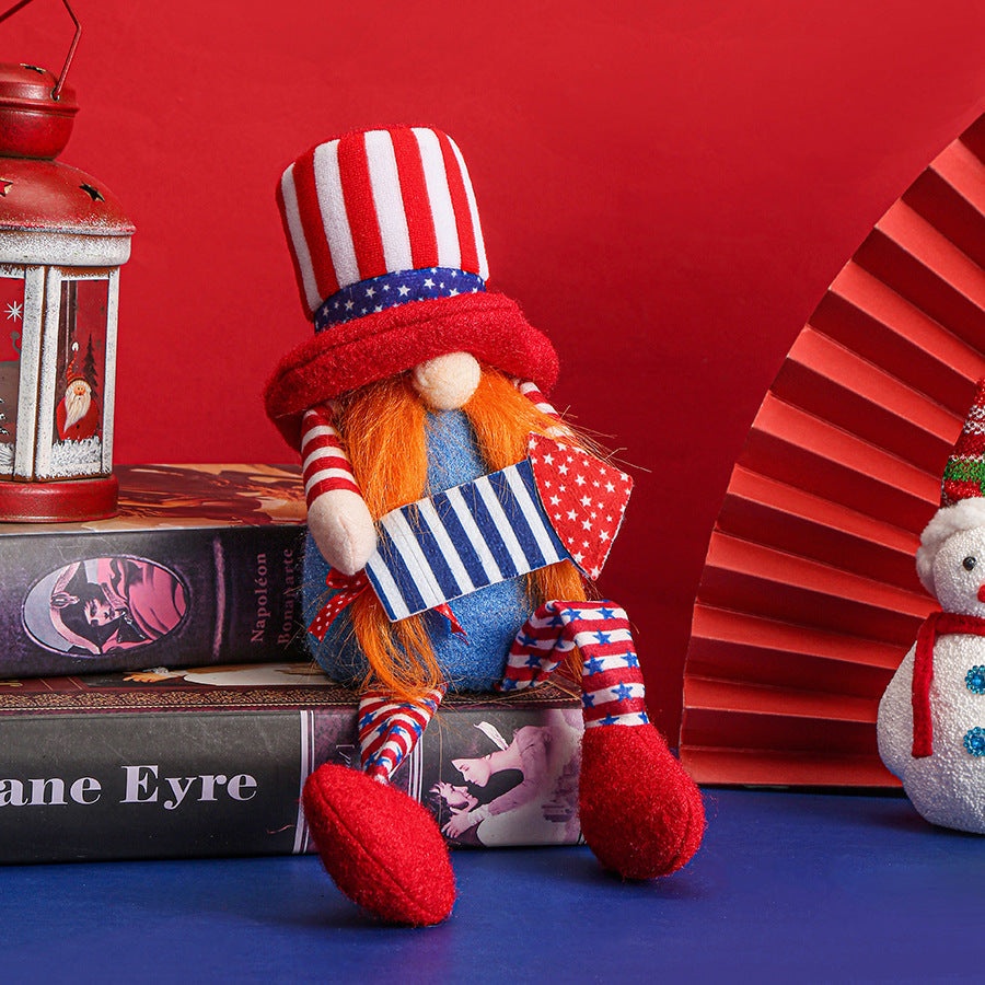 Fabric Independence Day Striped Five Star Faceless Doll