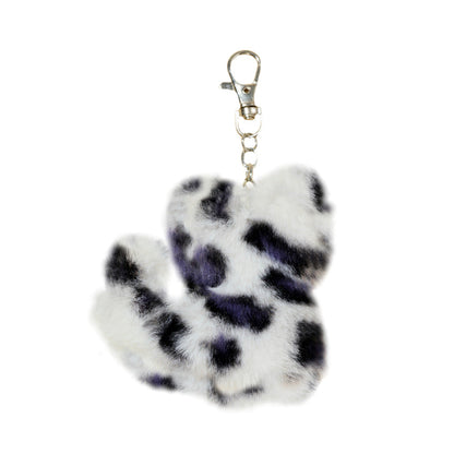 Leopard Patterned Kitten Fur Ball Keychain