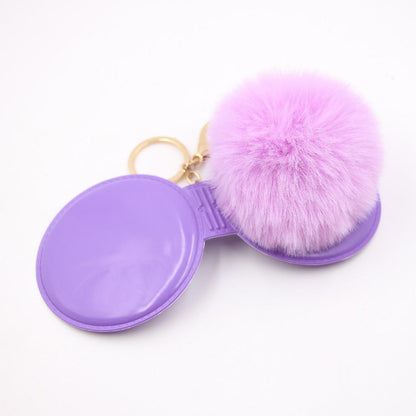 Small Mirror Hair Ball Bag Alloy Keychain