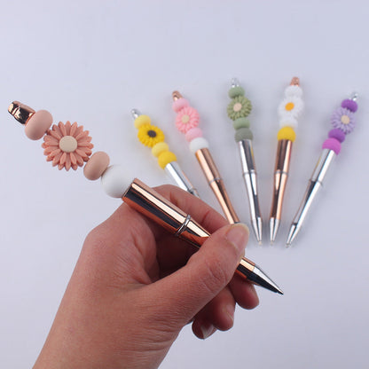 Beadable Pens Handmade Daisy Silicone Beaded Ballpoint Pen