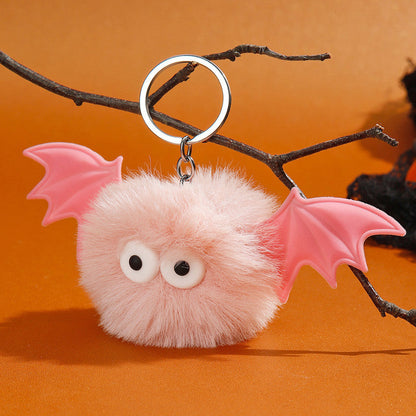Halloween Bat Plush Pom Keychain
