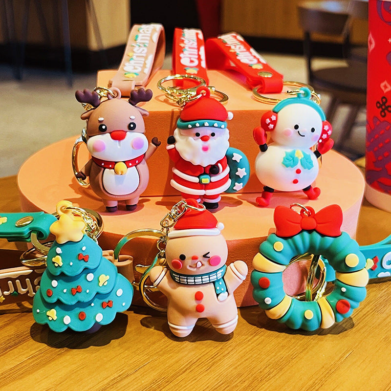 Cartoon Christmas PVC Soft Keychain Creative Keychain