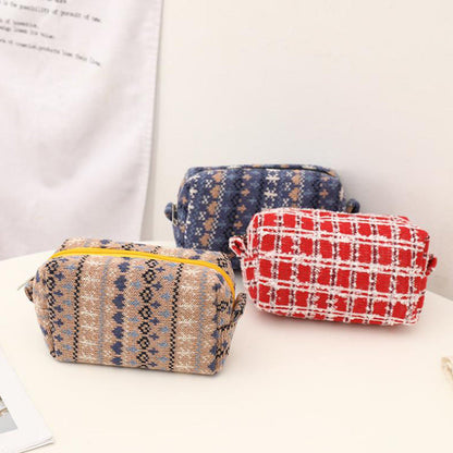 New Year Christmas Red Knitted Wool Pencil Bag
