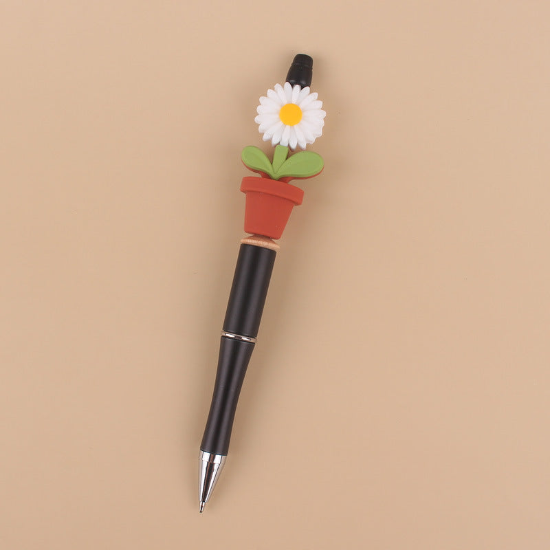 Silicone Beaded Sunflower Potted Wooden Beads Plastic