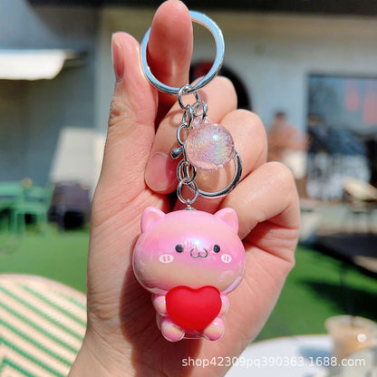 Cartoon Acrylic Care Bear Colorful Electroplating Keychain