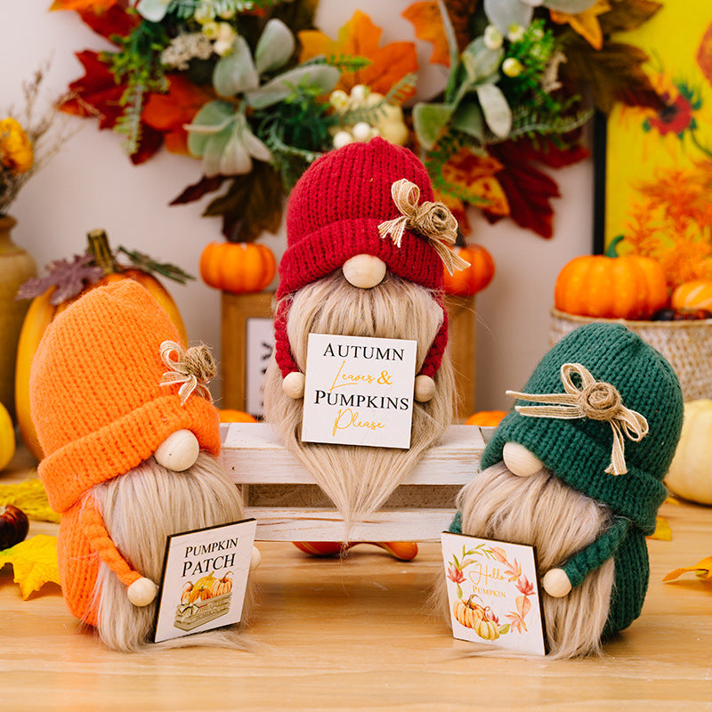 Doll Country Dwarf Orange Thanksgiving Autumn Polyester Ornaments