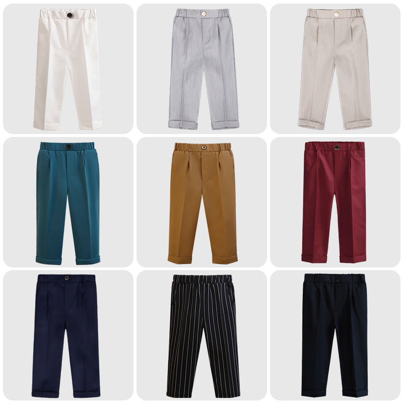 Wholesale of Spring and Autumn Children's Polyester Casual Striped Suit Pants