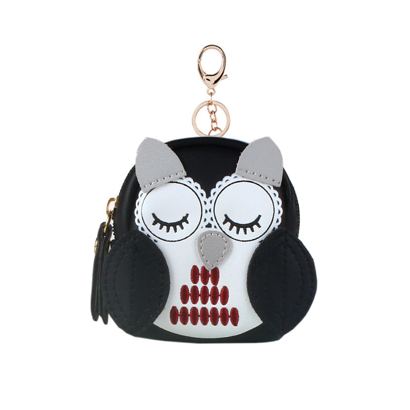 Cute Key Bag Owl Coin Purse Mini School Bag Car Keychain Wallet