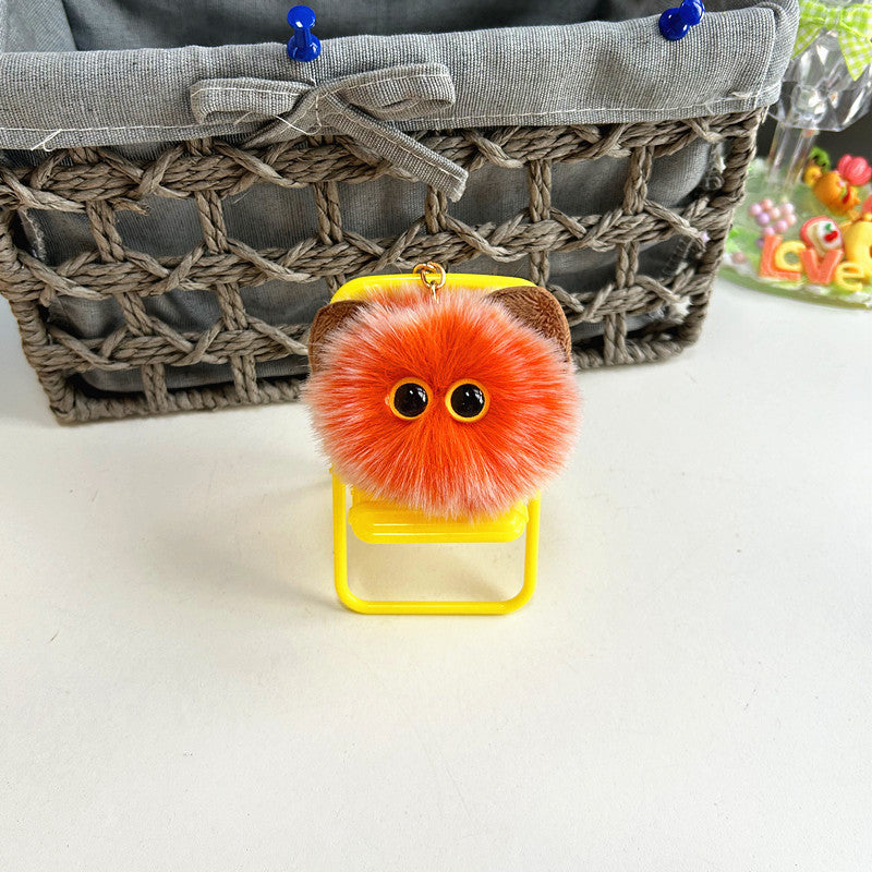 Blush Cat Ball Plush Doll Keychain