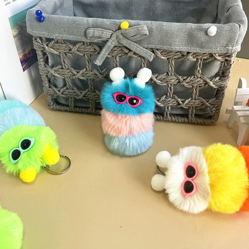 New Cute Caterpillar Plush Keychain