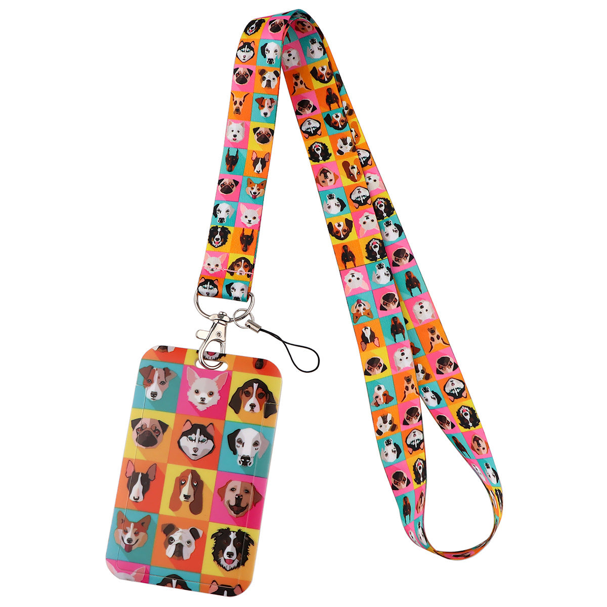 Puppy paw print card holder mobile phone lanyard keychain
