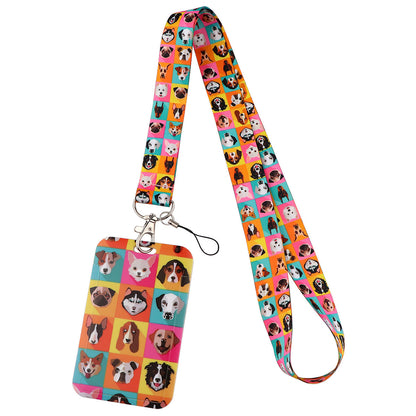Puppy paw print card holder mobile phone lanyard keychain