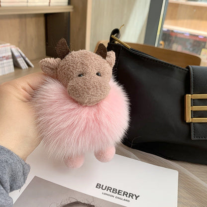 Cute Cow Plush Keychain