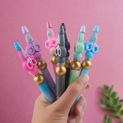 Cartoon Silicone Scissors, Handmade Plastic Bead Pens