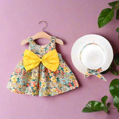 Kids Bow Cotton Dress Baby Clothes